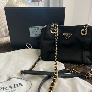 PRADA Tessuto Nylon Catena Black Shoulder Bag